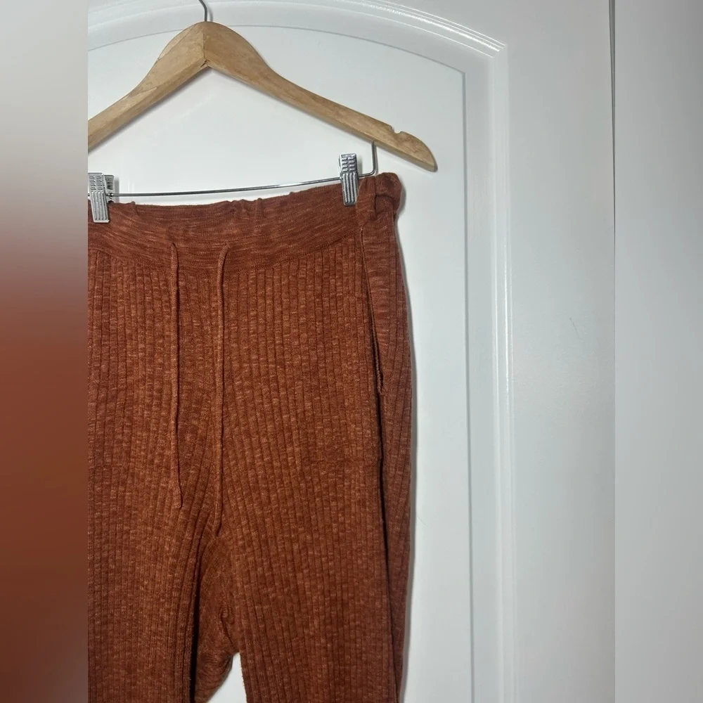Free People Beach Maiya Burnt Orange Lounge Linen Blend pants size Medium 70s